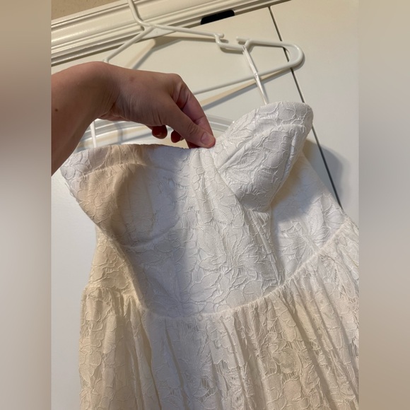 NWT Lulus Exquisite Aura White Lace Strapless Bustier Midi Dress - Picture 8 of 11